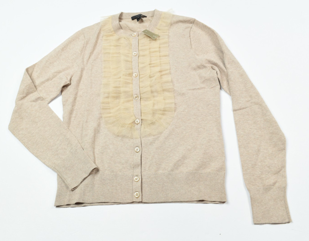 J. Crew Jackie Button Down Cardigan Womens Medium Brown Long Sleeve Lace